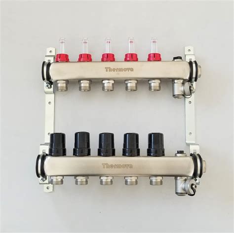 Stainless Steel Floor Heating Manifolds Set With Flow Meter Flow