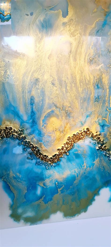 Resin Ocean Art Original Ocean Wave Art Crushed Glass Resin Etsy