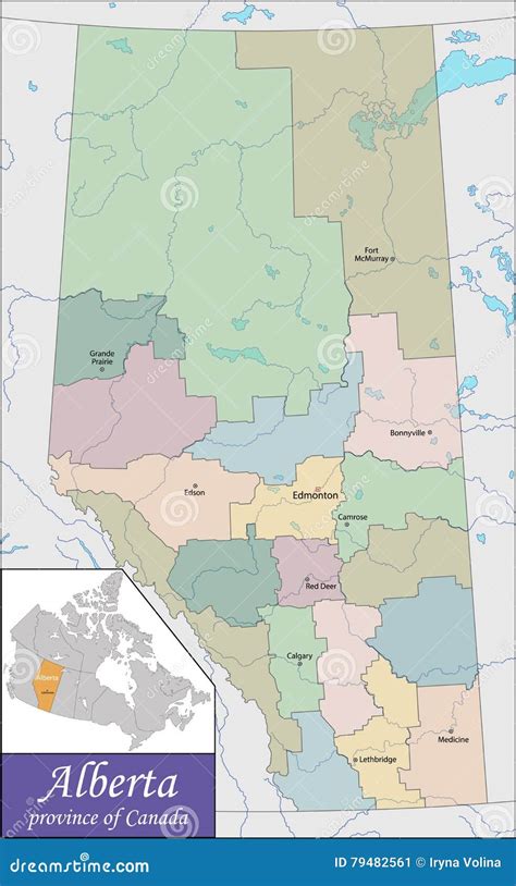 Map Of Alberta Stock Vector Illustration Of Atlas District 79482561