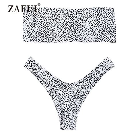 Buy Zaful New Leopard Print Thong Bandeau Bikini