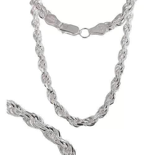 Collar Cadena Tejido Torzal Plata Fina Ley Cm X Mm Env O Gratis