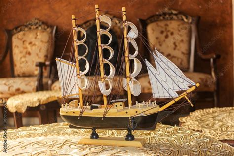 Artistic Wood Model Sailing Ship Displayed In A Luxurious House With ...