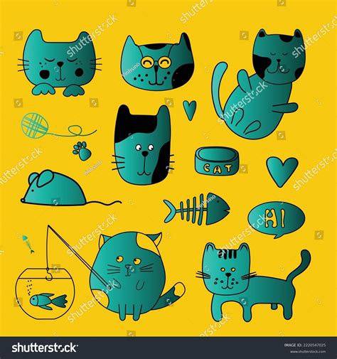 You Can Use Cute Cats Doodle Stock Vector Royalty Free 2220547025 Shutterstock