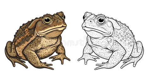 Detailed Asian Giant Toad Coloring Page With Dual Representation For