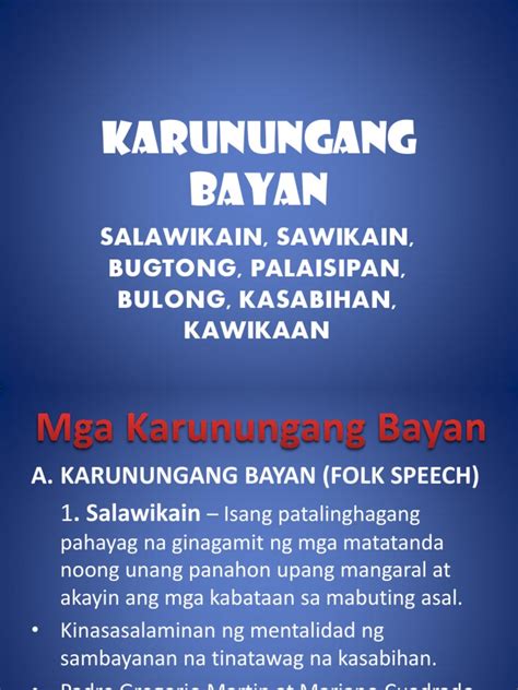 Halimbawa Ng Karunungang Bayan Halimbawa