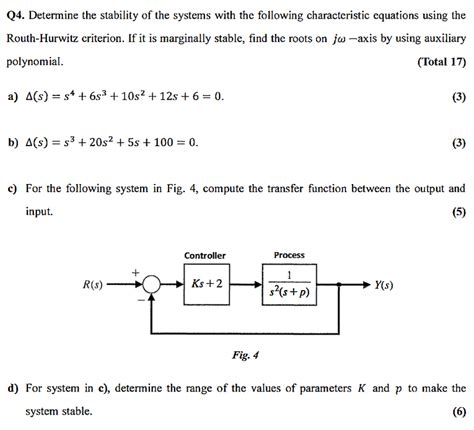 Solved Q Determine The Stability Of The Systems With The Chegg