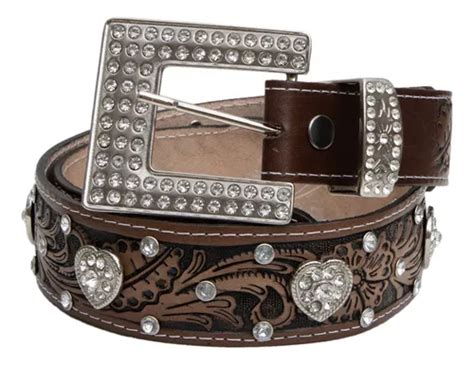 Cinto Feminino Fivela Strass Cinto Country Pedraria Cowgirl Cor Marrom