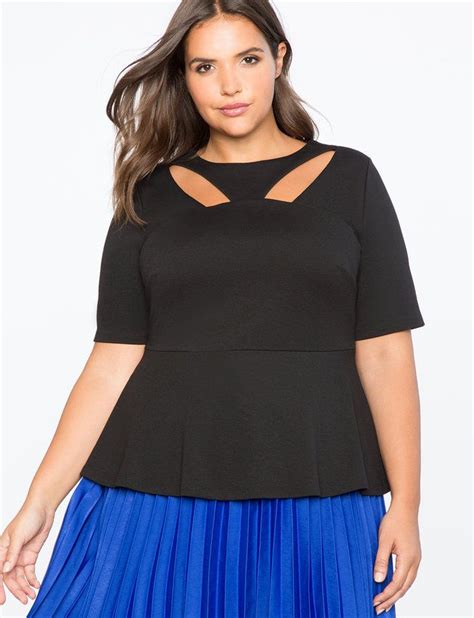 Cutout Detail Peplum Top Womens Plus Size Tops Eloquii Plus Size Tops Tops Peplum Top