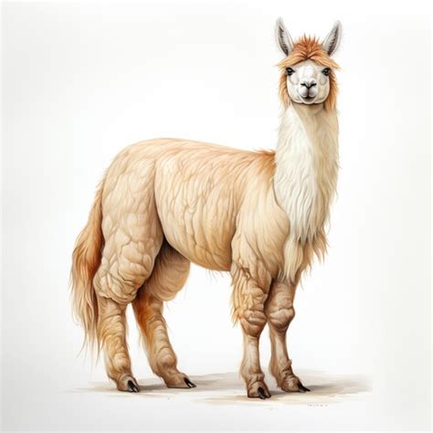 Premium Photo | There is a drawing of a llama standing on a white ...