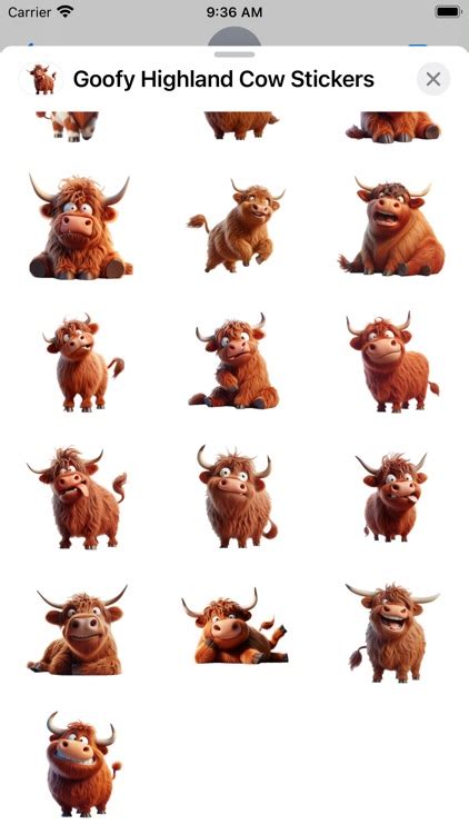 Goofy Highland Cow Stickers By Paul Scott