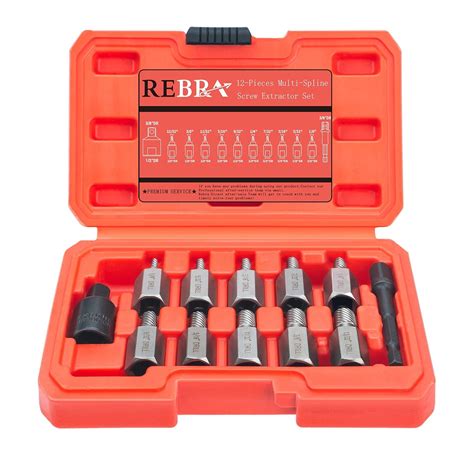 REBRA Double Head Screw Extractor Set Easy Out Bolt Remover Kit Hex