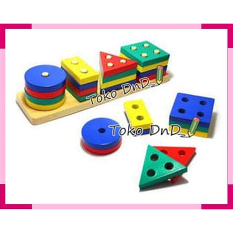 Jual Mainan Edukatif Edukasi Anak Puzzle Kayu Balok Murah Geo 4