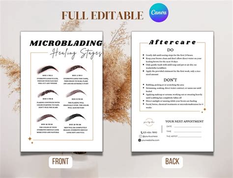 Editable Eyebrows Aftercare Card Pmu Microblading Template Diy Card