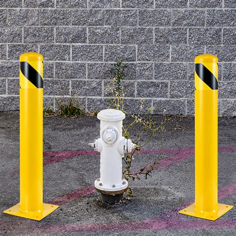 Bentism Safety Bollard Steel Bollard Post Yellow Pipe Steel Barrier 48