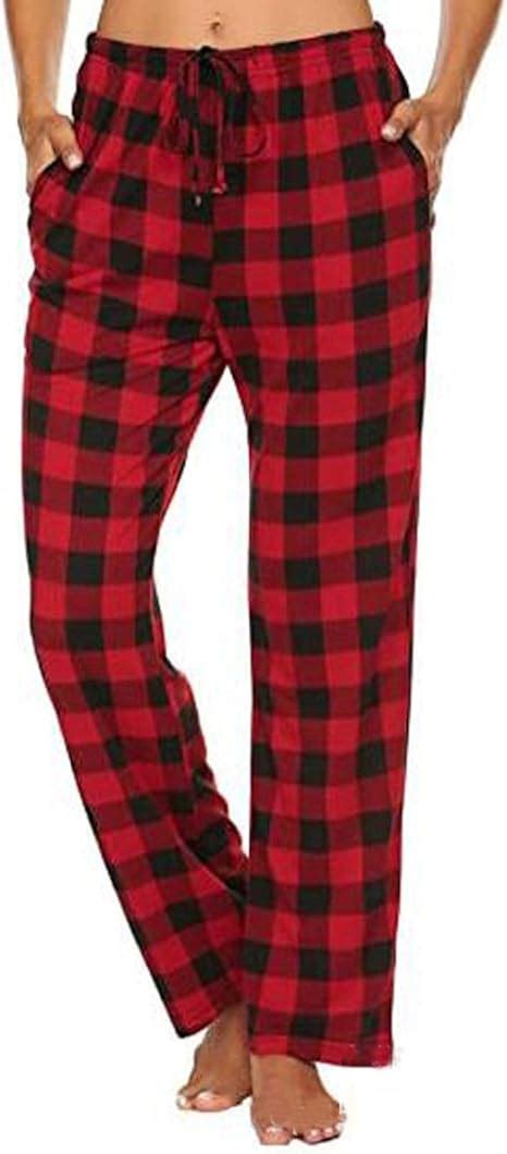 Xzbailisha Women Red Plaid Pajama Pants Sleepwear Pajama Pants Cotton