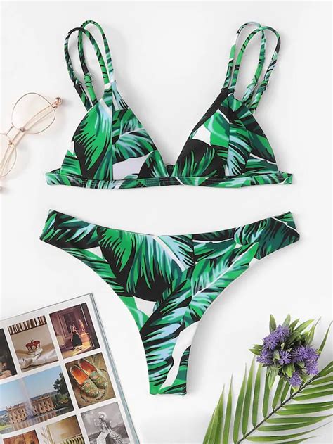 Tropical Pattern Triangle Bikini Set Artofit