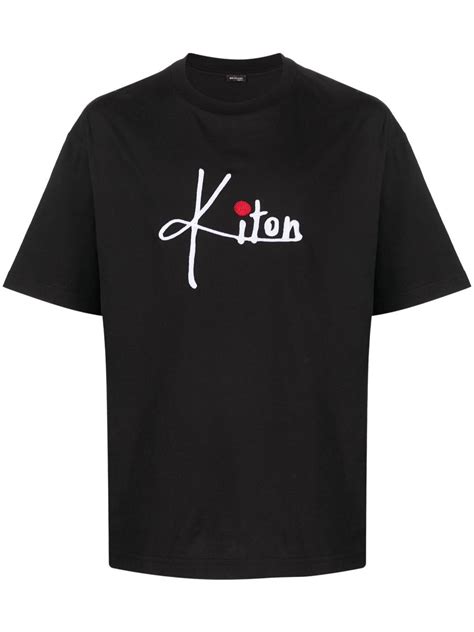 Popular Designer Black Logo Kiton Men T Shirts | Editorialist