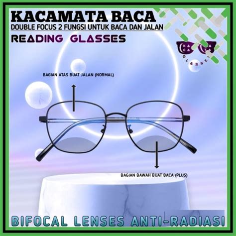 Jual Kacamata Baca Double Focus Pria Wanita Frame Kacamata 5710 Jarak