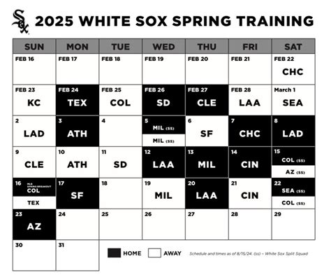 Chicago White Sox Spring Training Schedule 2025 Dates Times Opponents On Tap Sports Net