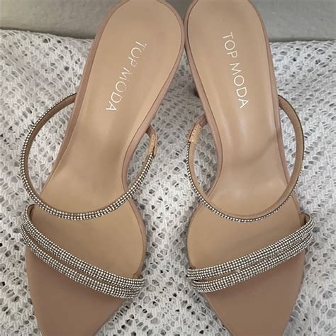 TOP Moda Shoes Nwt Top Moda Nude Rhinestone Heels Poshmark