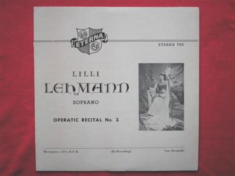 Lilli Lehmann Operatic Recital No 2 LP Eterma 702 EX VG 1950s US