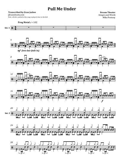 Pull Me Under Dream Theater Drum Sheet Music Jaslow Drum Sheets Drumsetsheetmusic