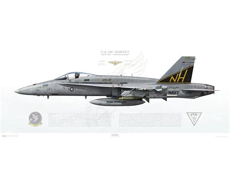 Aircraft Profile Print Of F A A Hornet Vfa Warhawks Nh