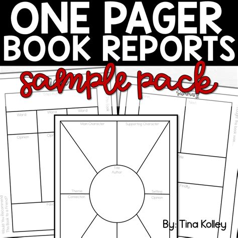 Book Report Template Book Report One Pager Template Teach With Tina