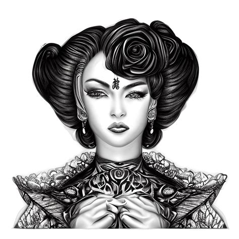 Beautiful Black And White Geisha Coloring Page Creative Fabrica