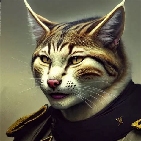 Portrait Painting Of A Friendly Tabaxi Police Officer Stable