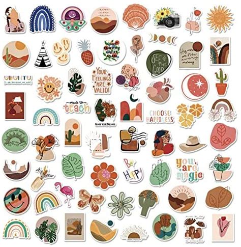 Boho Stickers Pcs Vintage Aesthetic Stickers For Water Bottle