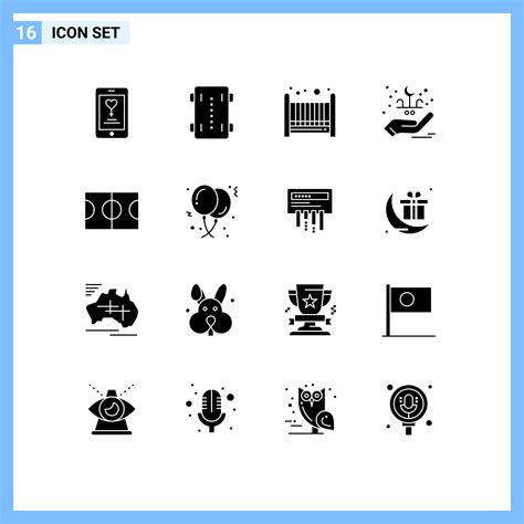 Modern Set Of 16 Solid Glyphs And Symbols Such As Field Celebration