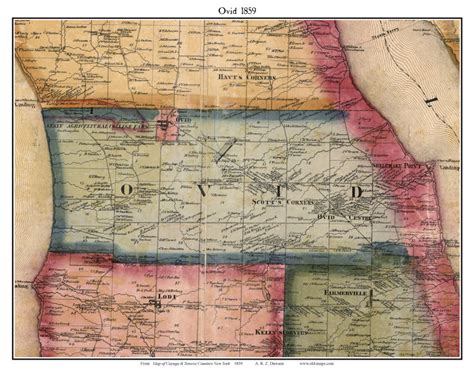 Ovid Seneca Co New York 1859 Old Town Map Custom Print Cayuga