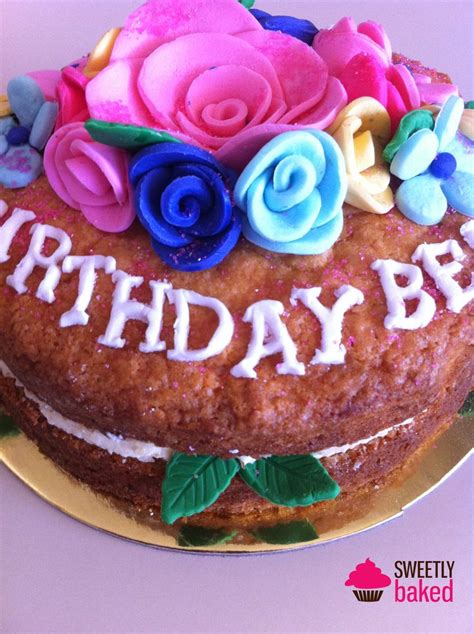 Floral Fondant Naked Birthday Cake