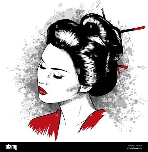 Japanese Geisha Fan Drawing