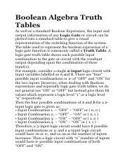 Understanding Boolean Algebra: Truth Tables and Logic Gates | | Course Hero