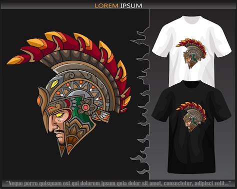 Artes De Mandala De Cabeza Espartana Aisladas En Camiseta Negra Y