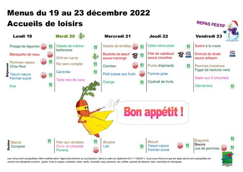 Calam O Menu Accueils De Loisirs D Cembre