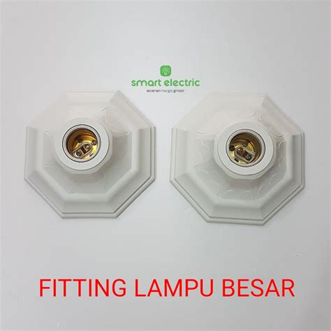 Jual Fitting Lampu Plafon Segi 8 Rumah Lampu Tembok E27 Lux Besar Murah