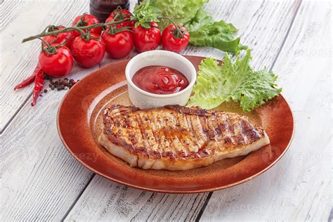 Grilled Pork Steak With Ketchup 37984195 Stock Photo At Vecteezy