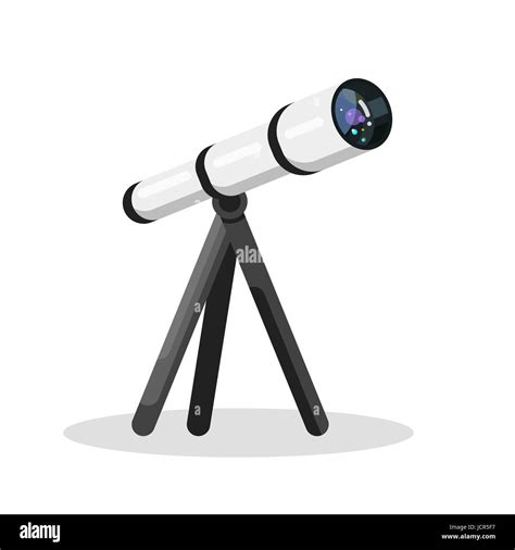 Vector Flat Style Illustration Of Telescope Isolated On White