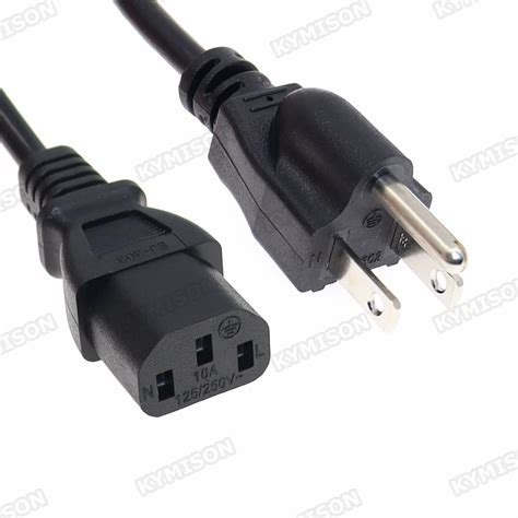 Us Nema 5 15p To Iec C13 Ac Power Cord American Standard Three Plug To