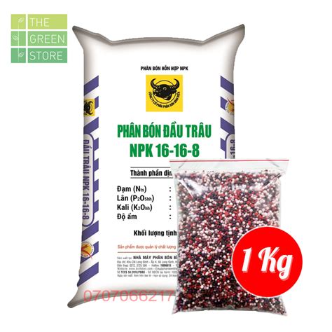 Phân bón NPK Đầu Trâu 16 16 8 500g 1kg bán lẻ từ bao 50kg cho hoa