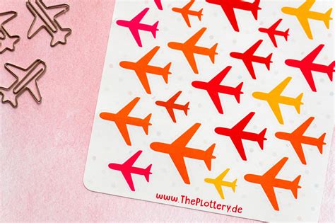 Sticker Sheet Flugzeug Rot Airplane Bullet Journal Stickers Planner