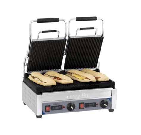 Grill panini électrique professionnel Double Premium Rainurée Rainurée