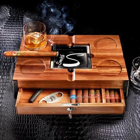 Deluxe Cigar Chest With Ashtray And Coaster Top Wine Enthusiast