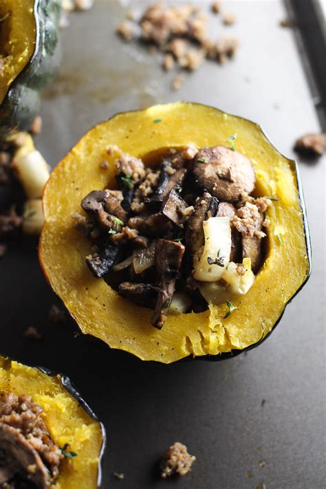 This Roasted Acorn Squash With Sausage Fennel And Mushrooms Is An