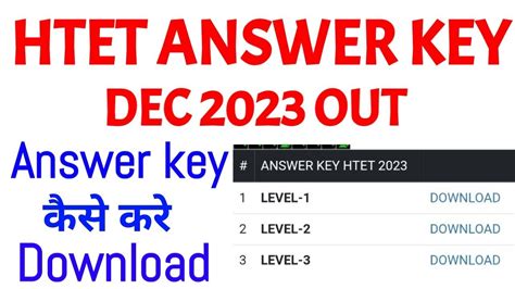 Htet Official Answer Key 2023 Out Answer Key Htet 2023 Level 1 Level