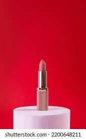Nude Beige Lipstick On White Podium Stock Photo 2200648211 Shutterstock