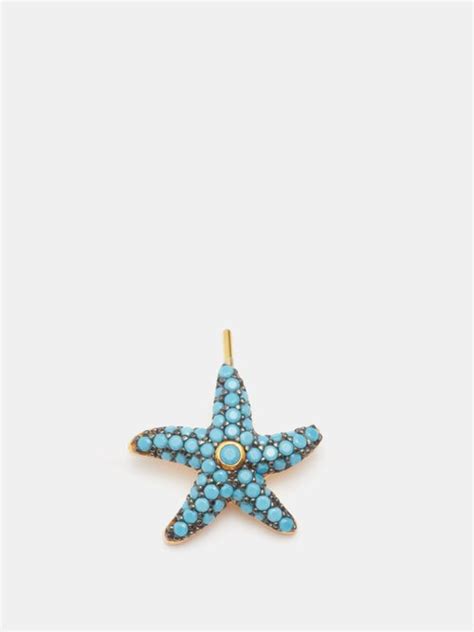 Buy Begum Khan Sea Star Kt Gold Plated Single Earring Turquoise At